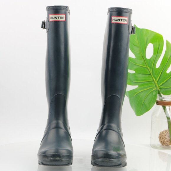 Hunter Womens Original Rain Boot Size 5 Tall Navy Blue Wellie Waterproof Pull On - Picture 3 of 12